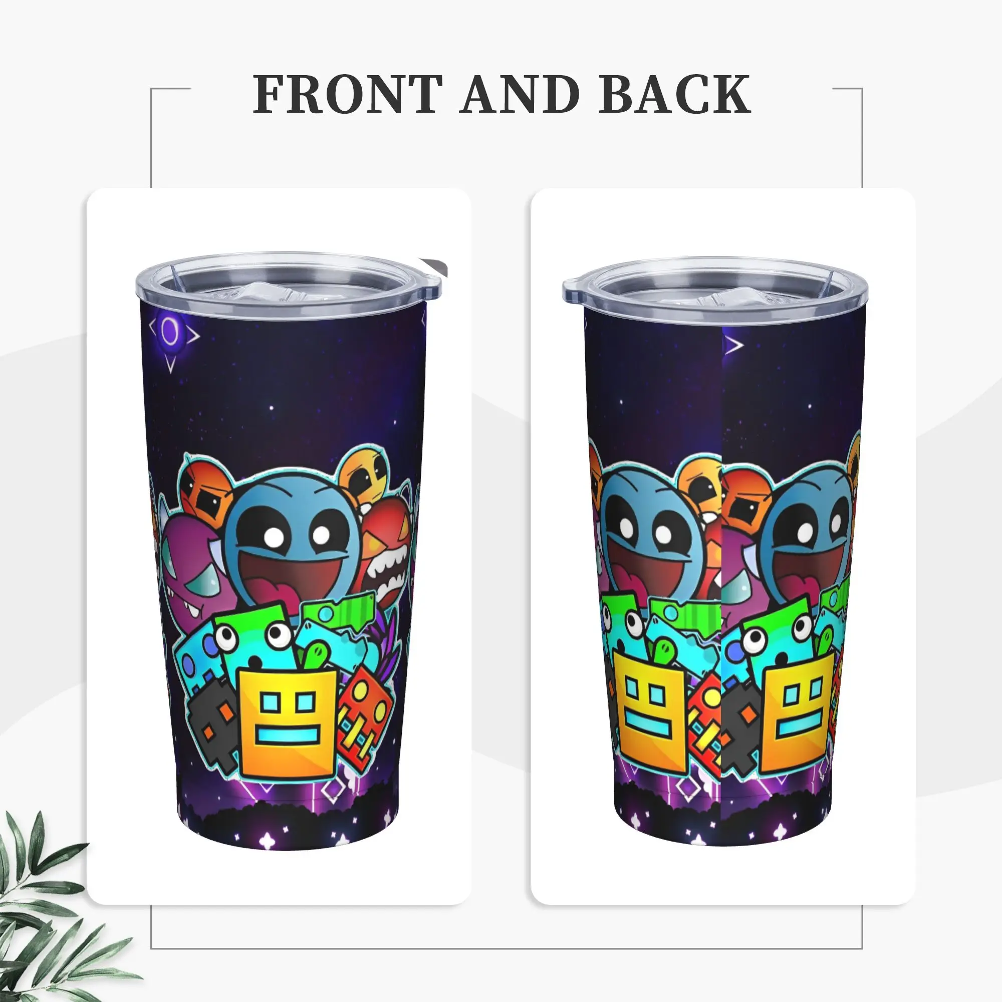 Geometry Cube Gaming Dash Insulated Tumbler with Straws  Vacuum Coffee Mugs Outdoor Portable Car Bottle Cups, 20oz
