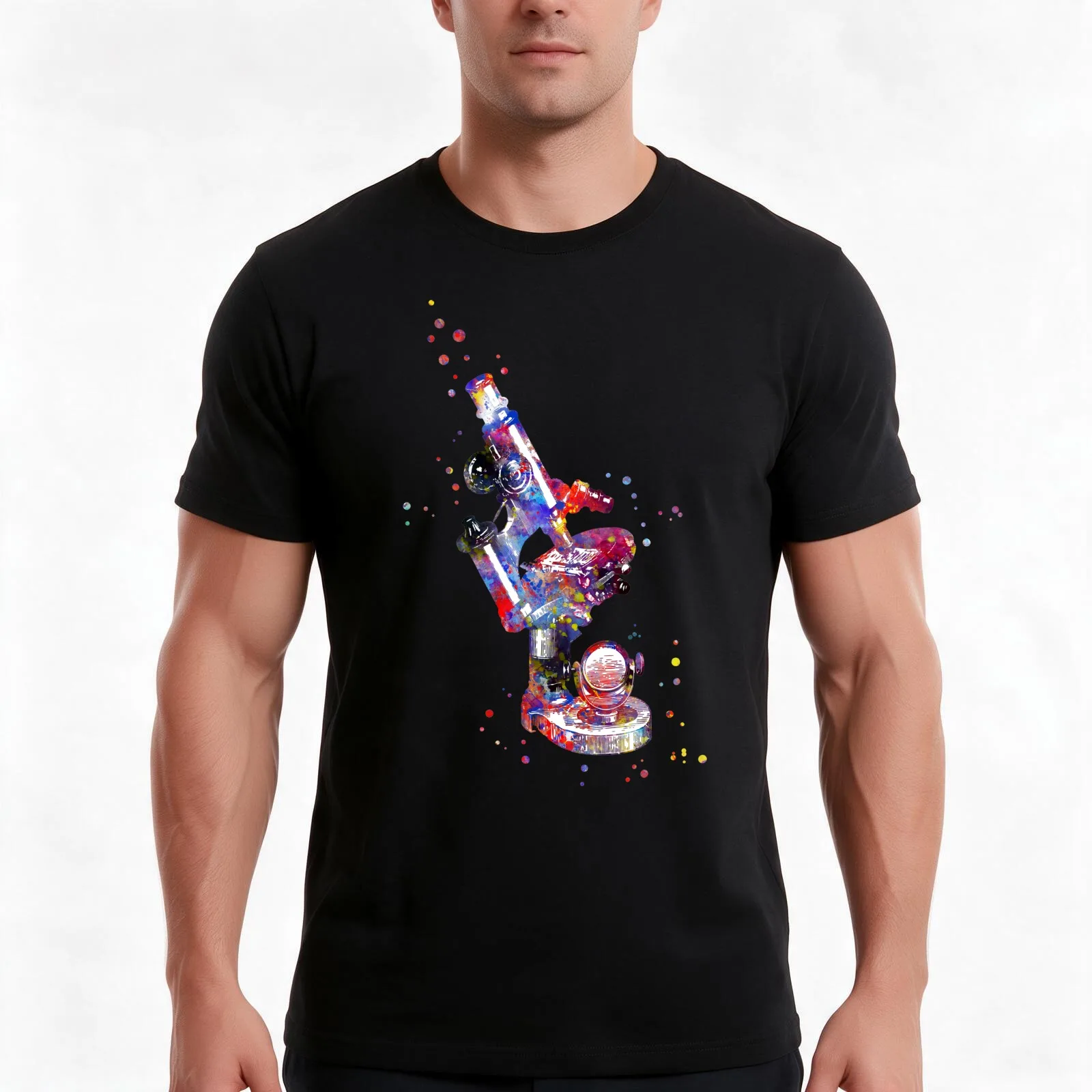 Vintage Compound Microscope T-Shirt, Summer Casual Cotton Tee, Oversized Streetwear Tops, Vintage Graphic Print, 100% Cotton