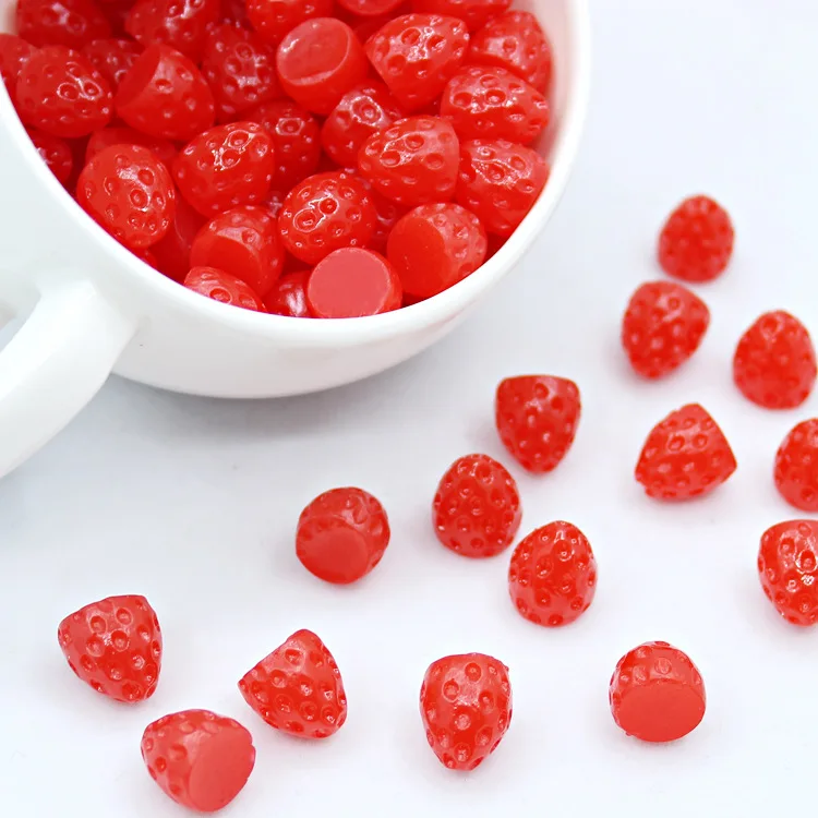 10pcs Kawaii Mini Resin Strawberry Accessories Decoration Miniature Craft Material Scrapbooking Embellishment Cabochon Flatback