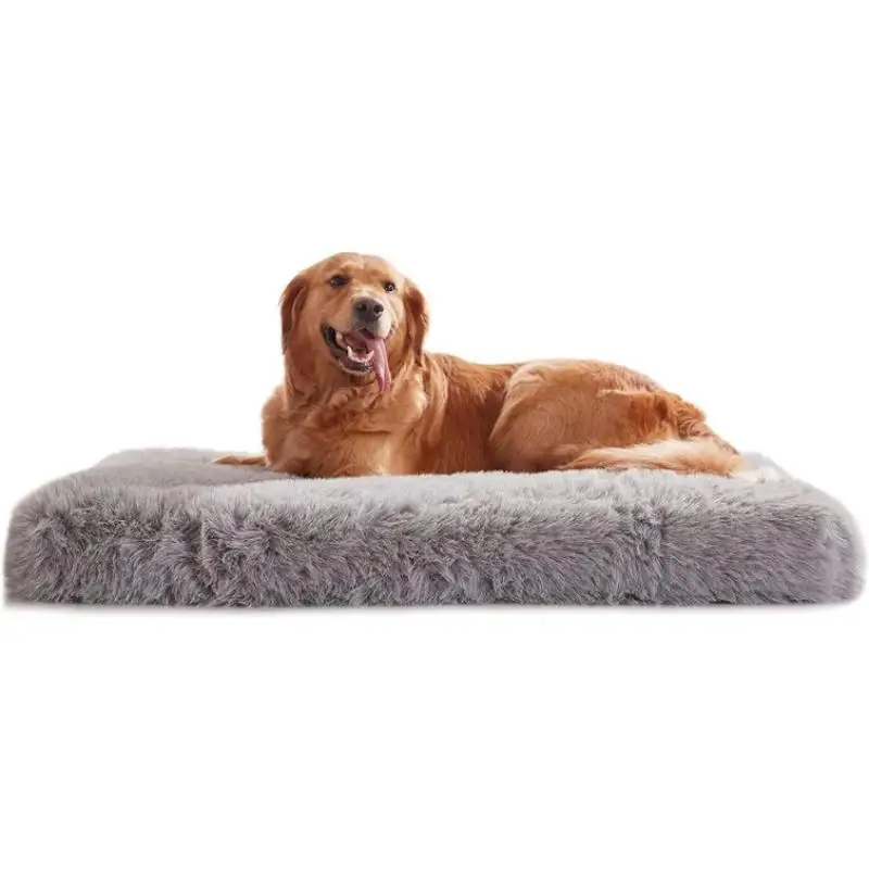 

Dog Beds for Large Dogs, Plush Dog Crate Bed Fluffy Cozy Kennel Pad for Sleeping &Ease Anxiety Washable Dog Mats with Anti-Slip