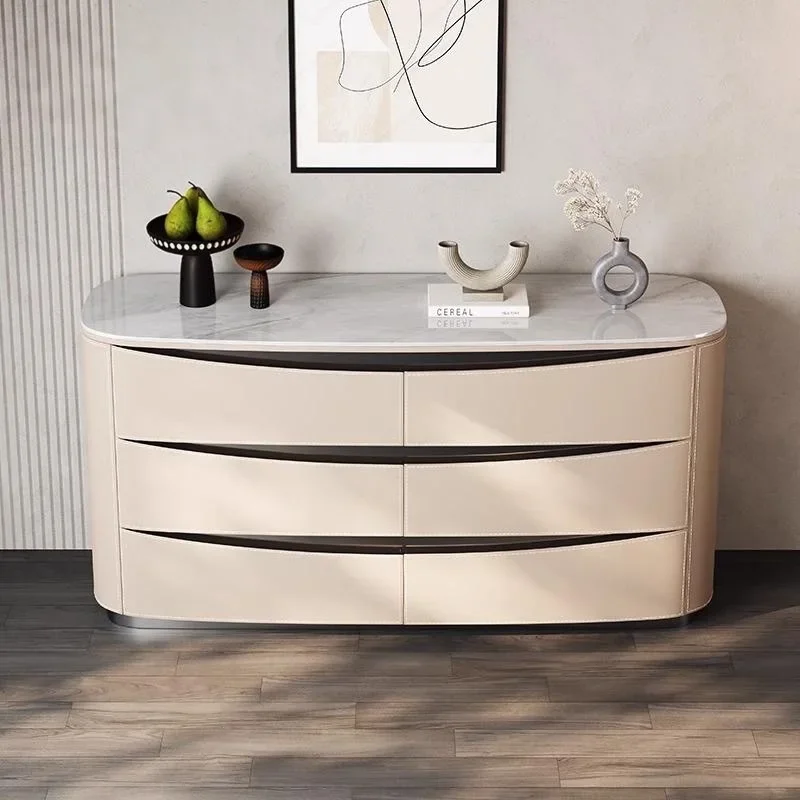 Size round Italian light luxury dining side cabinet modern simple storage entrance cabinet