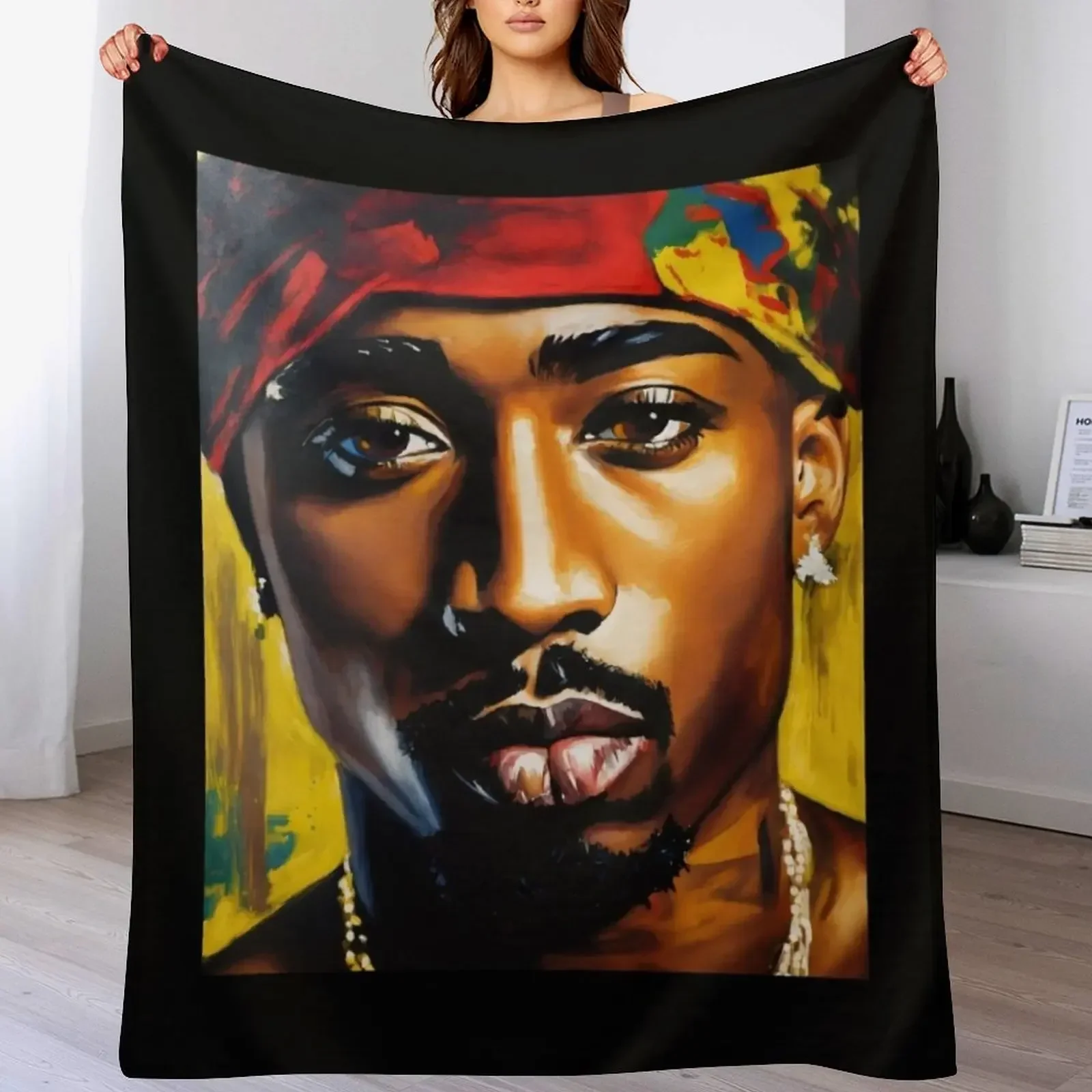 

Tupac Throw Blanket Furry Plaid Decorative Beds Comforter Blankets