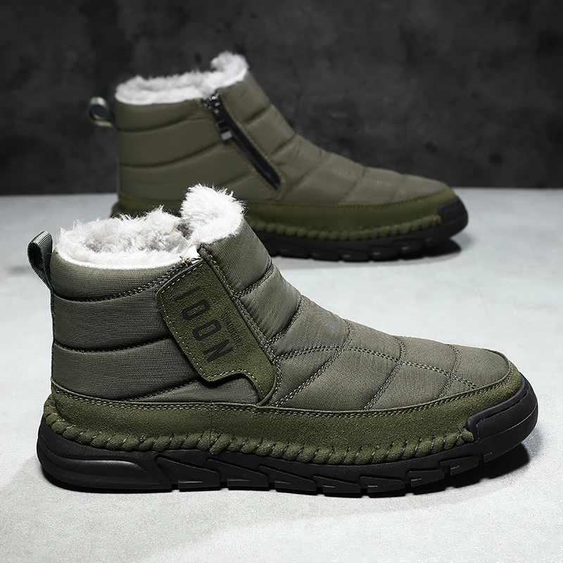أحذية الثلوج الشتوية عالية الجودة لعام 2026 سميكة مع بطانة من القطن أحذية قطنية أحذية المشي لمسافات طويلة كبيرة الحجم للرجال مقاس 38-48