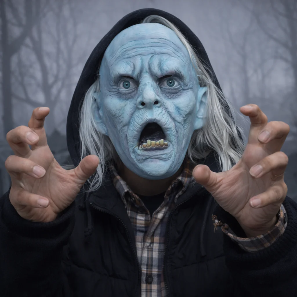 

Реалистичная синяя маска демона: аксессуар для костюма на Хэллоуин, реквизит для косплея или декорации для дома ужасов