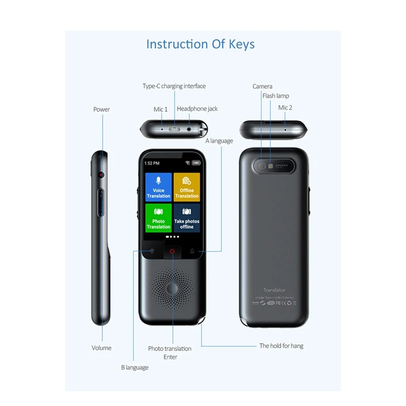 T11 Smart Voice Translator 138 Languages Wifi Enabled, Real-Time Translation For Business & Travel, Offline Capabilities