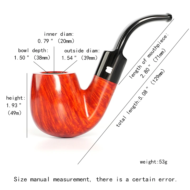 MUXIANG Heather Wood Pipe Curved Handle Tobacco Pipe for Father\'s Day Gift 9mm Wood Pipe Briar wood smoking pipe