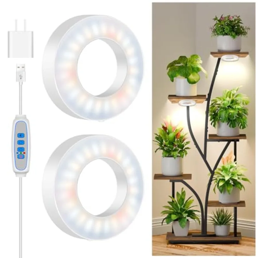 Grow Lights for Indoor Plants, 5000K 96 LEDs Full Spectrum Small Plant Grow Light with 6/12/16H Timer, 3 Color Modes, 3.5