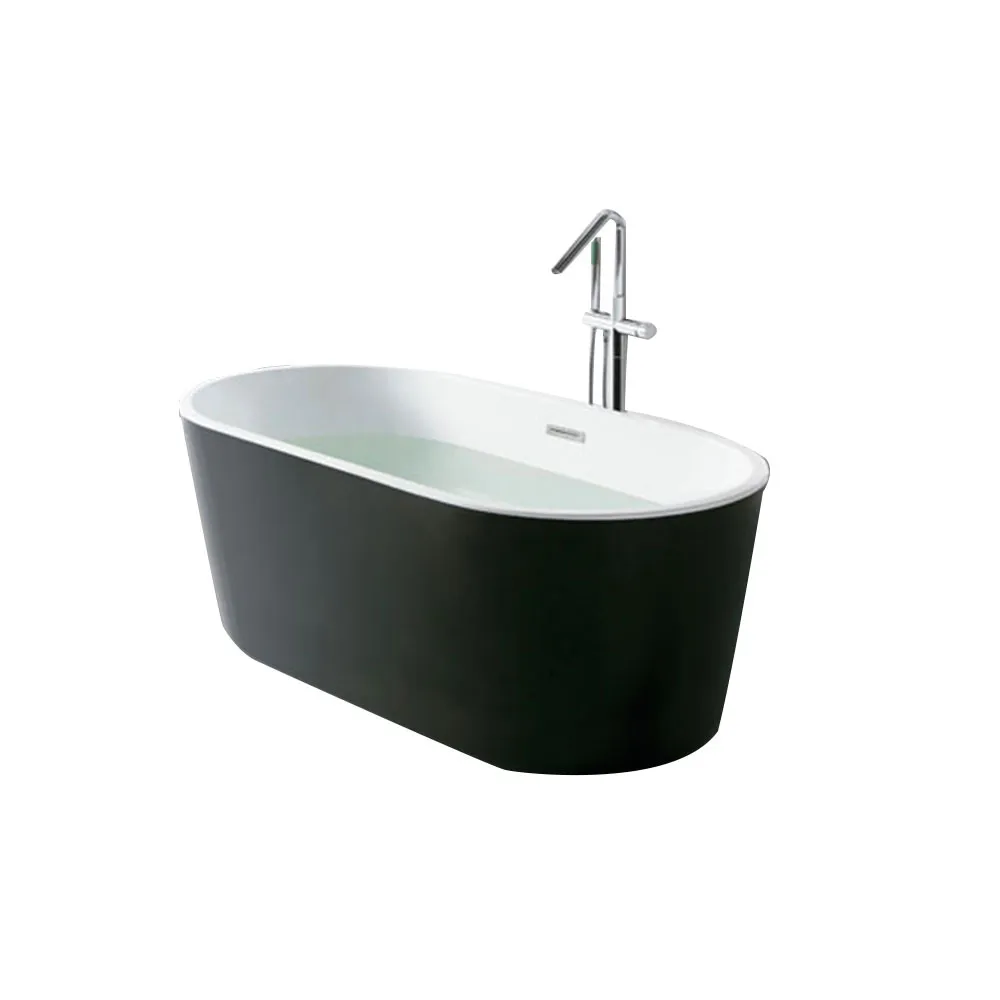 Picture 7: Modern Simple Design White Acrylic Freestanding Bathtub Customized Solid Surface Free Standing Hotel Bathroom Whirlpool Bath