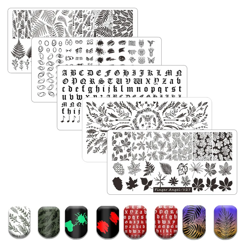 New Nail Stamping Plate Flower Leaf Nail Art Template Letter Lace Line Image Stainless Steel Stencil Plate Fruit Animal Head