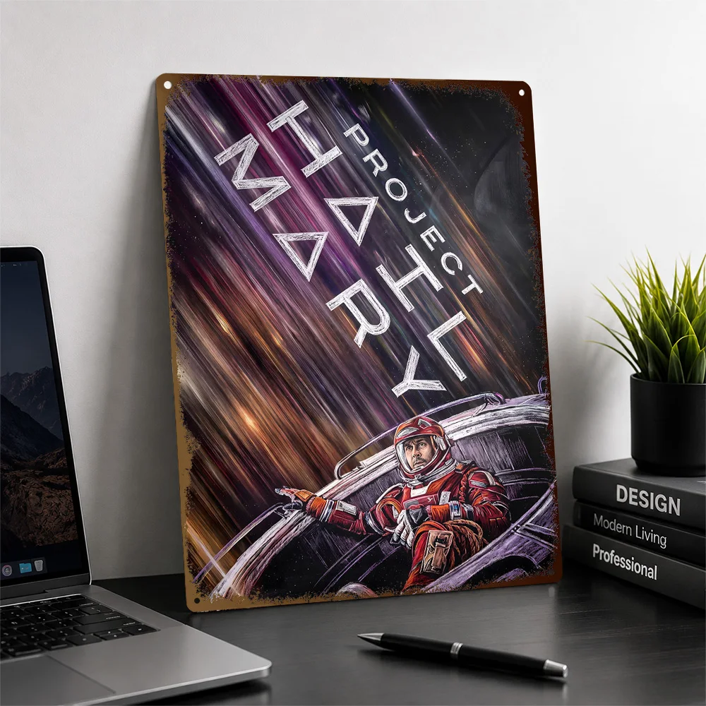 Project Hail Mary Capsule Launch Textured Poster Personalized Aluminum Metal Sign Cosmic Screen Style Wall Art Media Room Decor