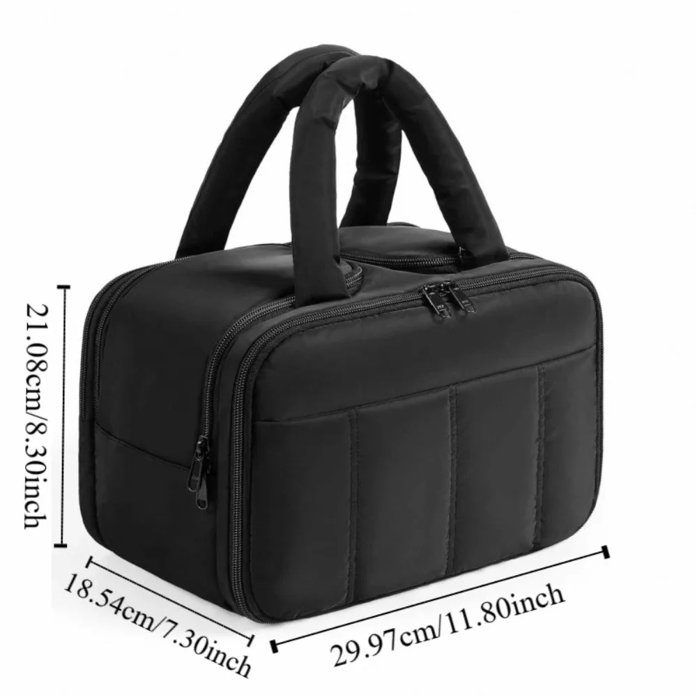 Lightweight Large Capacity Makeup Bag Multifunctional Puffy Cosmetic Container Handle Portable Wash Pouch Travel