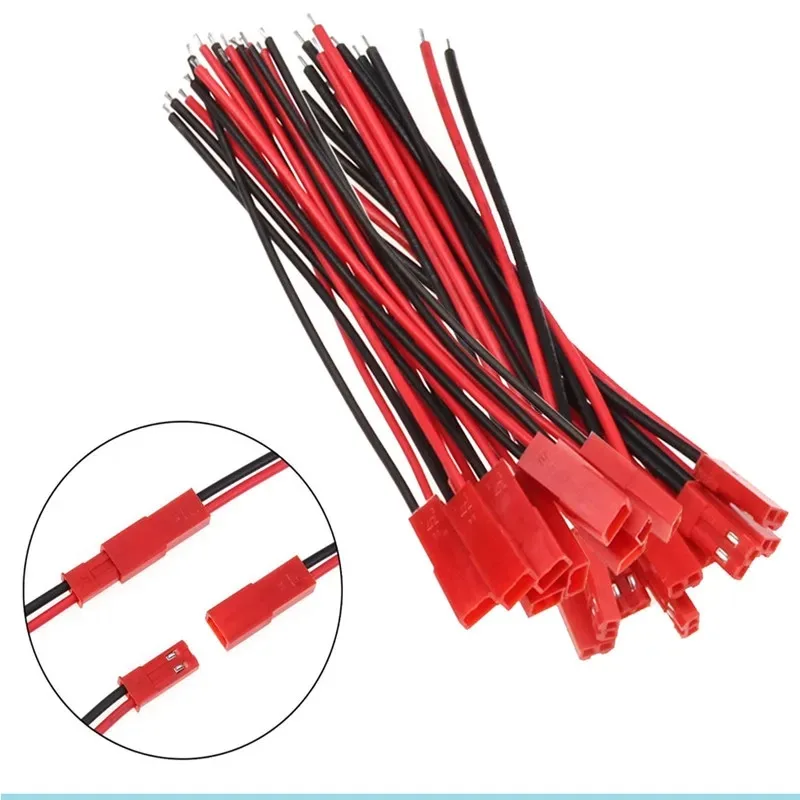 10Pcs/Lot Flexible Silicone 22AWG JST 2-Pin Plug Connector Cables for RC Toys/LED Strips/Battery- Male Female Pair 100MM