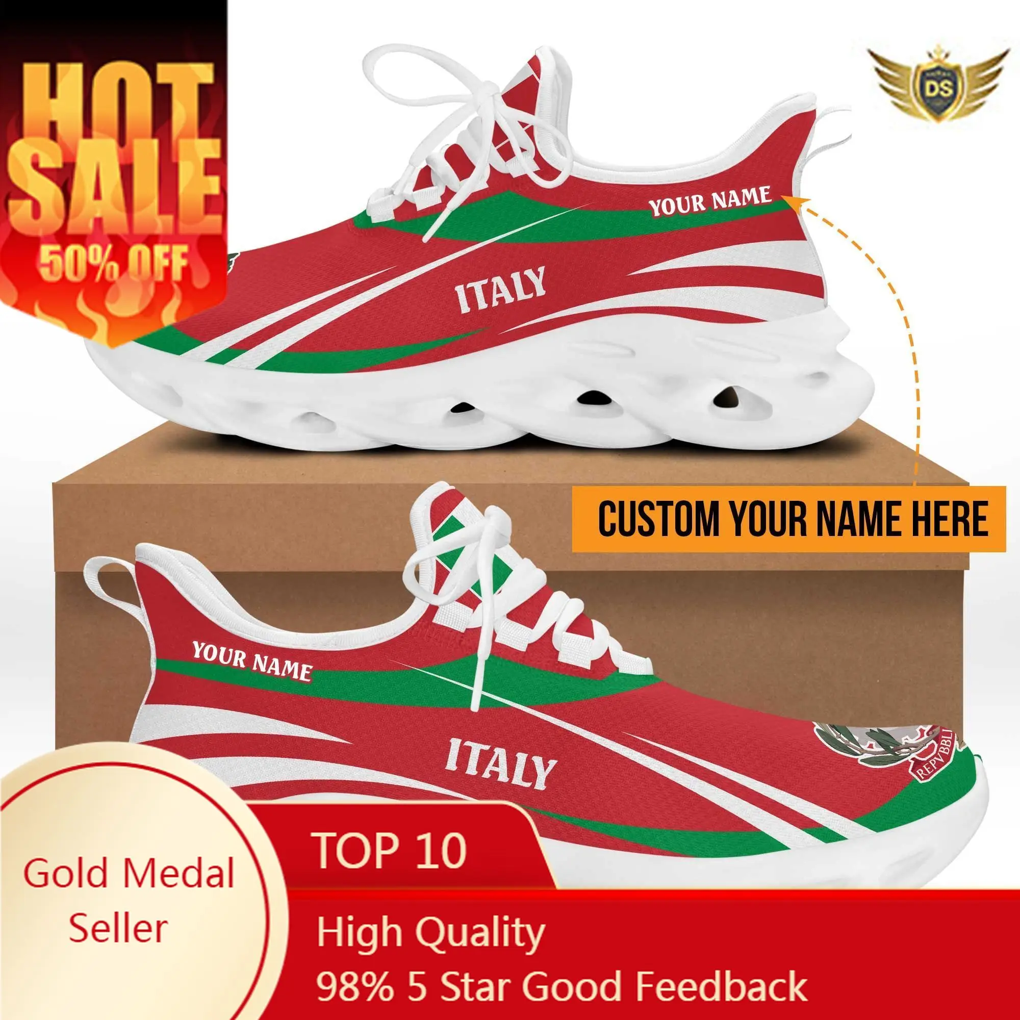 Zapatillas de deporte con diseño de bandera de Italia para hombre, zapatos deportivos de malla transpirable para correr, zapatos de tenis de moda, nueva tendencia