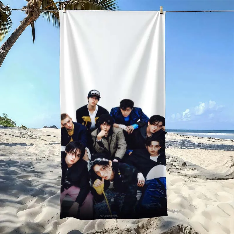 1pc K-pop Boy Group Beach Towel Ultra Absorbent Cool Room Stuff Bath Towel for Pools Swimming Outdoor Gym Aesthetic Room Decor