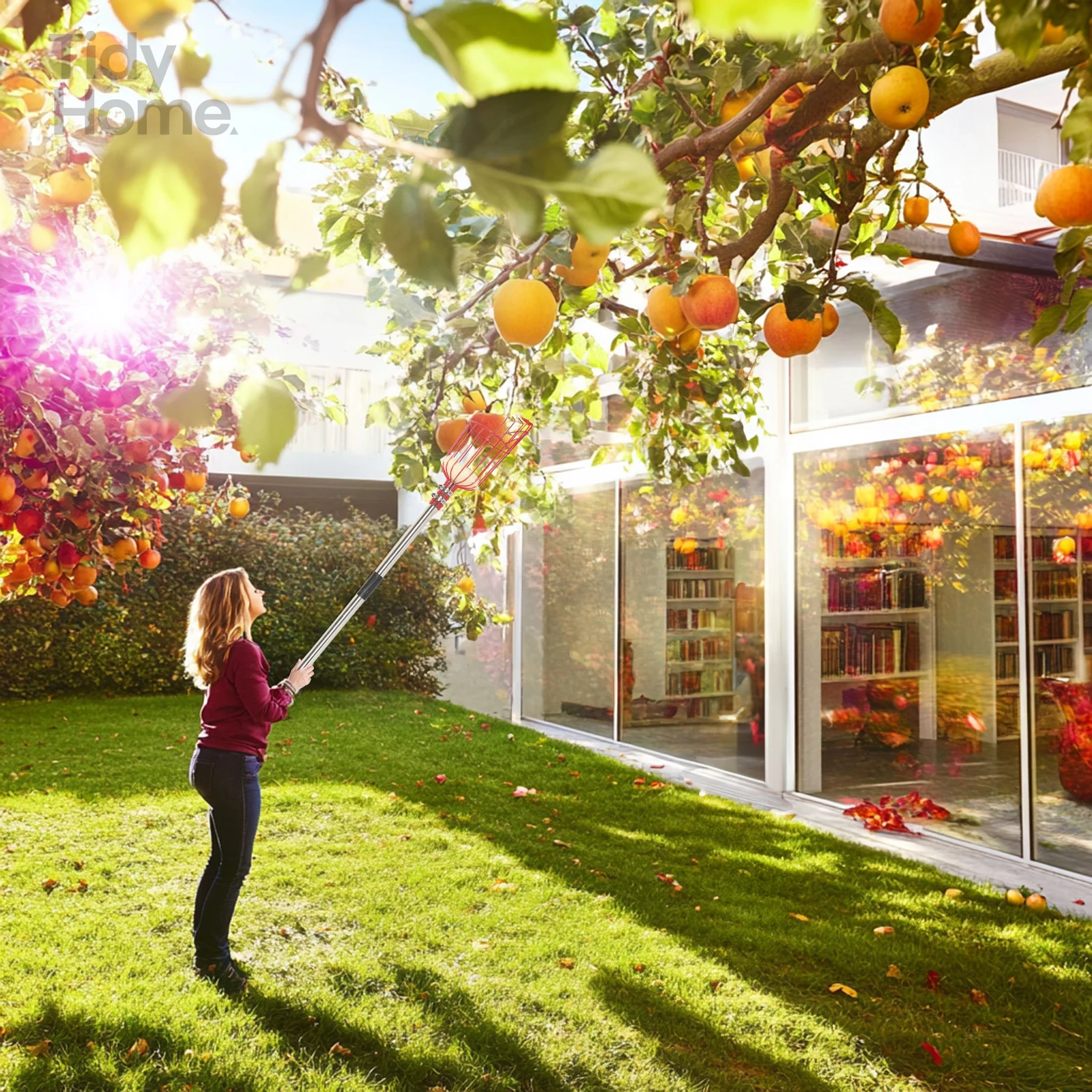 13FT Fruit Picker Tool, Stainless Steel Adjustable Fruit Picker with Basket, Mango, Fig, Acorn, Pear, Pomelo, Lemon Picker