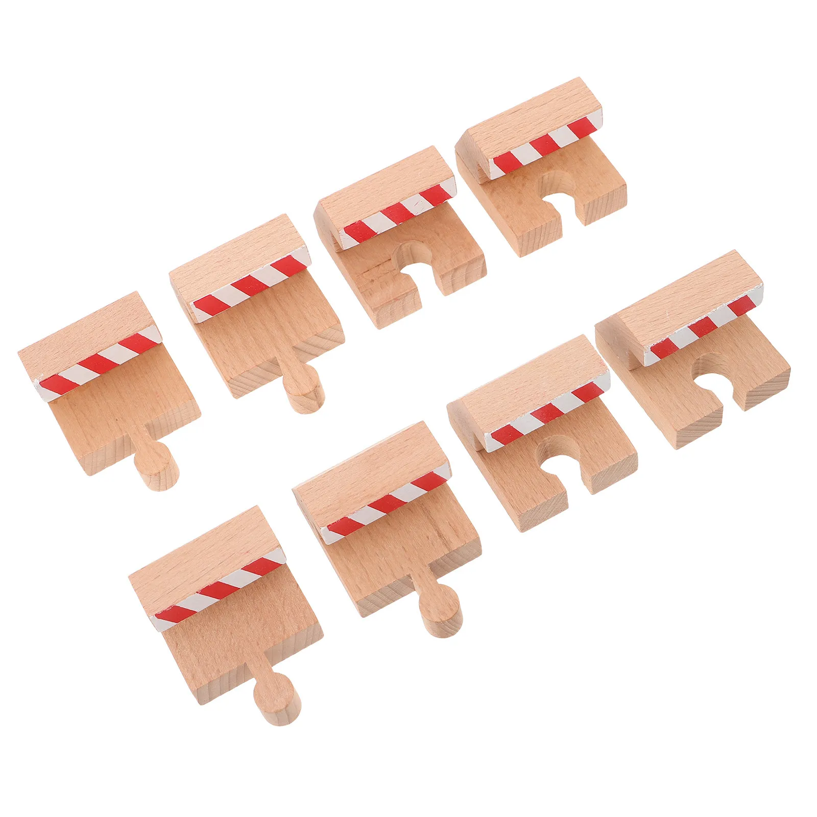 

4Sets Wooden Train Track Connector Pieces Set Natural Grain Wood Railway Track Adapter End Bumper Buffer Stop for Kids Safe