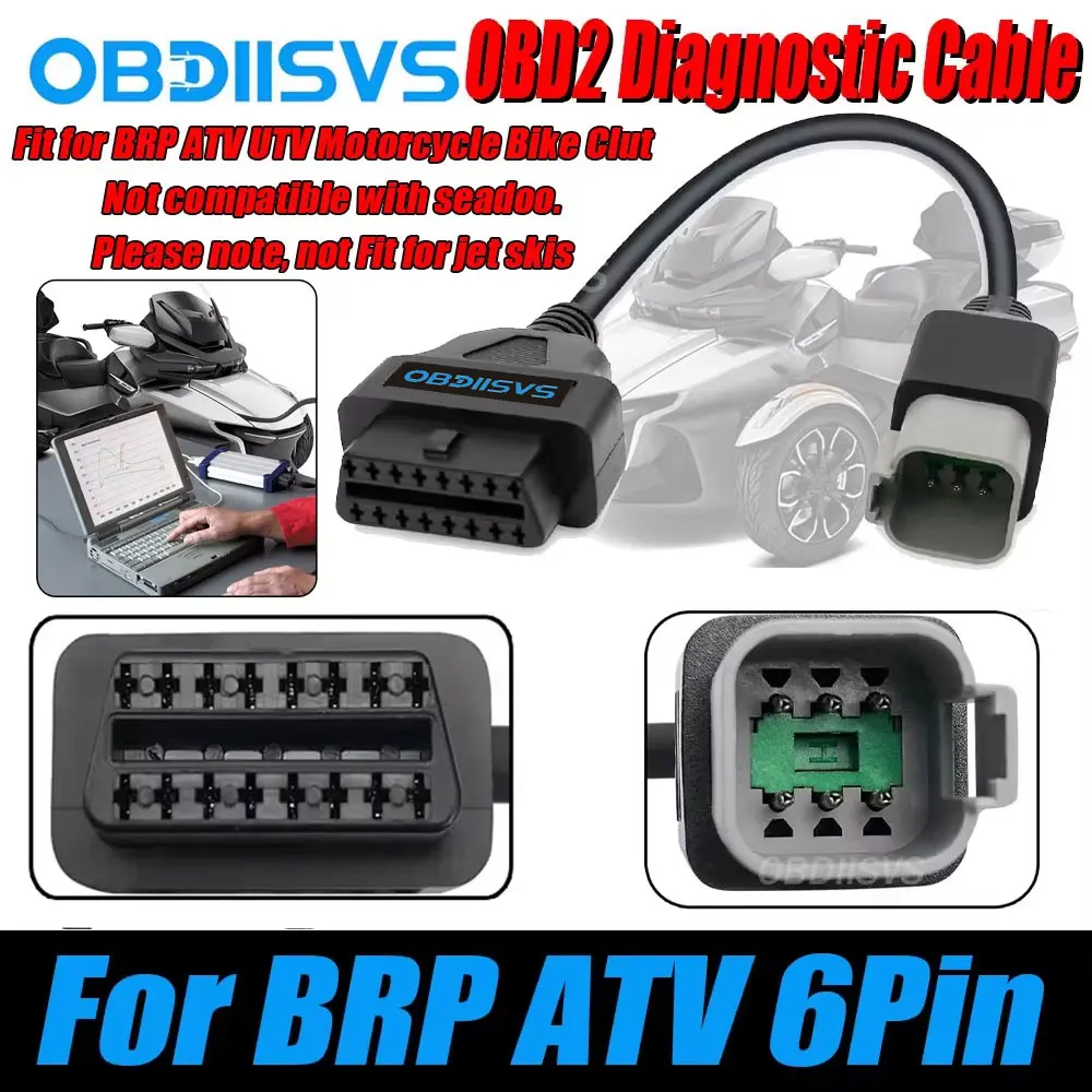 6Pin for BRP ATV Maverick/Defender/Spyder/Outlander OBD2 Diagnostic Cable for BRP CAN-AM UTV Motorcycle Diagnostic Cable