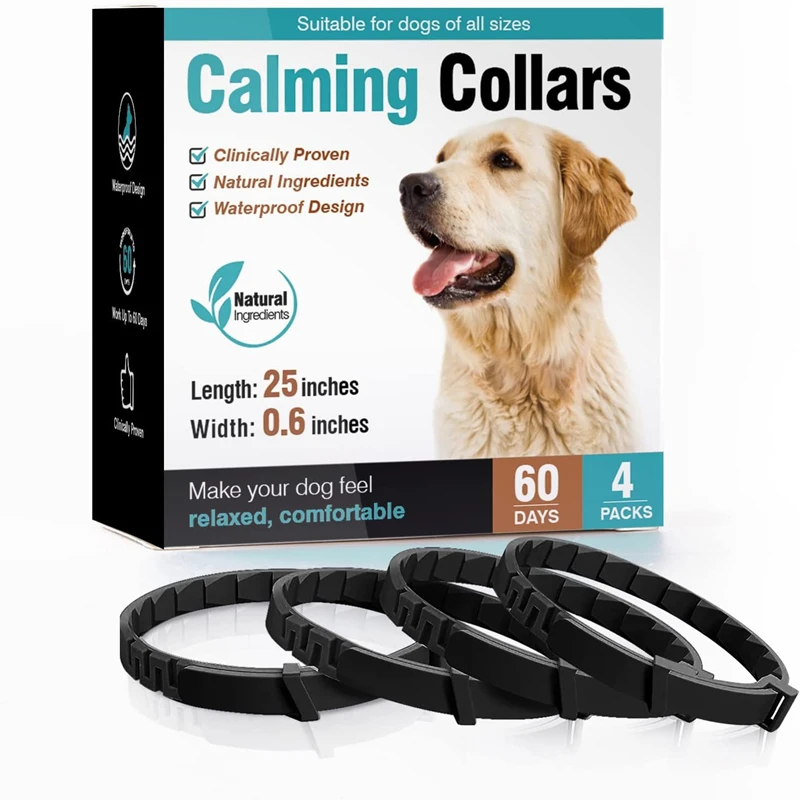 Collares de feromonas calmantes para perros, Collar cómodo ajustable para aliviar la ansiedad, accesorios para cachorros, gatitos y perros grandes,