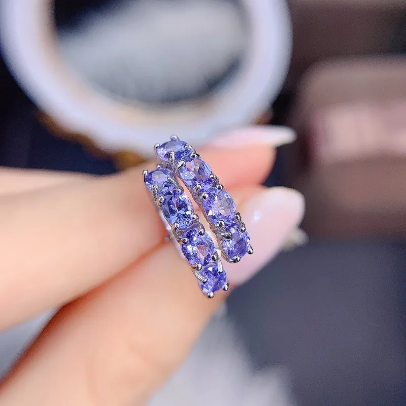 Natural Tanzanite earring Oval Cut Blue Gemstone,Genuine Sterling Silver December Birthstone Engagement earring,Promise Ring