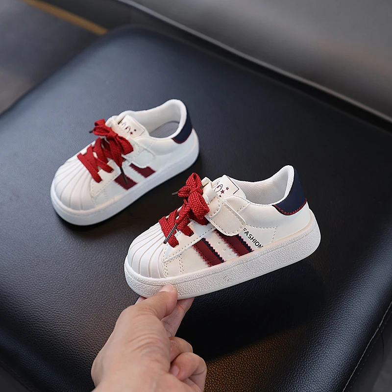 2026 Fashion Korean-style New Baby Sneakers Classic Retro Shell Head Comfortable Outdoors Soft Sole Flat Shoes Size 16~25