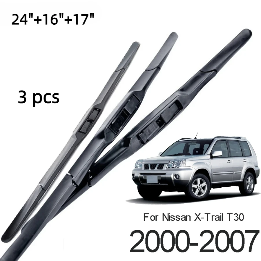 ZHANGU Wiper Front & Rear Wiper Blades Set For Nissan X-Trail T30 2000 - 2007 Windshield Windscreen Window Brushes 24