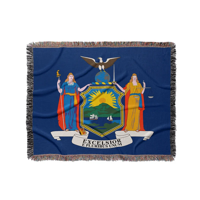 Gaslight Gatekeep Girlboss New York United States of America Jacquard Fringed Woven Throw Blanket