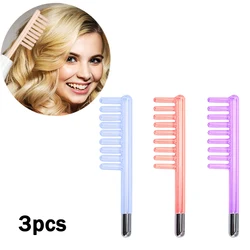 3 electrodos para piezas de repuesto, luz roja, púrpura y azul para tubo de vidrio de alta frecuencia, Varita para el cabello, cuidado del cabello, estimula el folículo capilar