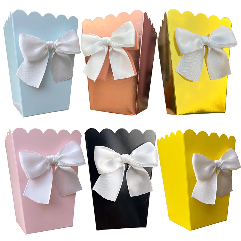 12PCS DIY Popcorn Boxes Pop Corn Favor Bags for Candy Snack Baby Shower Supplies Christmas Birthday Wedding Party Decoration