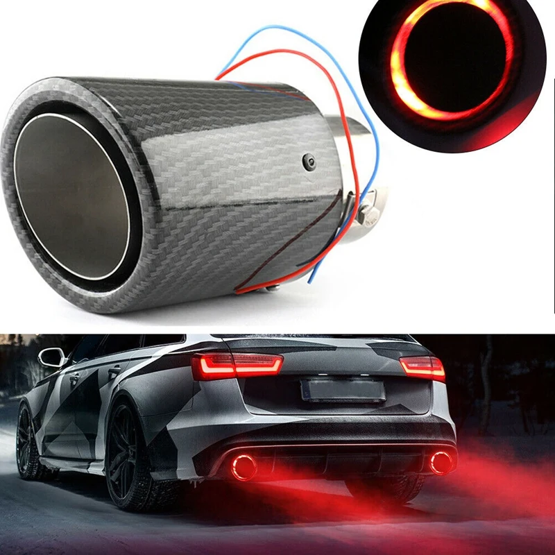 Universal Car Modified Exhaust Muffler Tip Tail Pipe LED Flaming Luminous-Silencer Turbo Sport