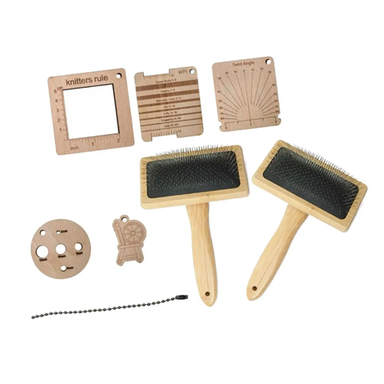 8x Versatile Wood Knitting Tools Set Including Crochet Rulers And Wool Carders Knitting Gauge Ruler 1 Knitter Ruler