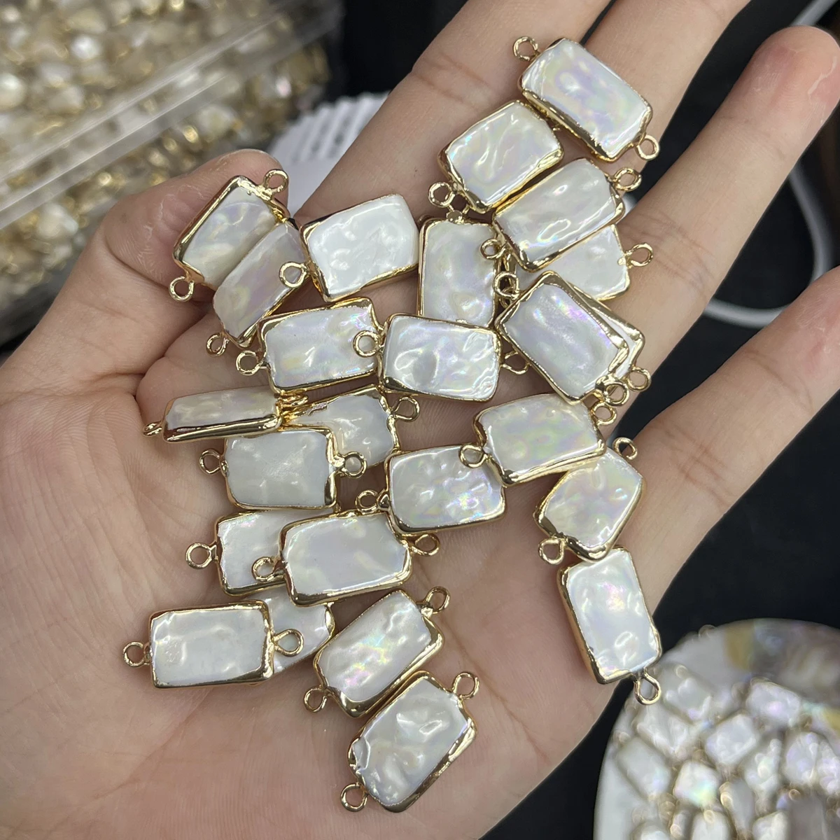 

5Pcs Rectangle Connector Shell Irregular Connector 10x15mm For Jewelry Making DIY Necklace Bracelet Earrings Accessory