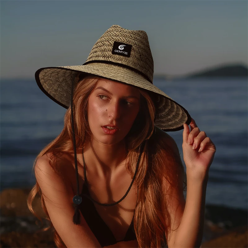 GEMVIE-sombrero de paja con borlas de concha para hombre y mujer, sombrero vaquero occidental, tejido a la moda, para el sol y la playa, 2024