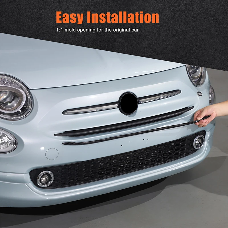 

For Fiat 500 2016+ ABS carbon fiber pattern Car front center grille decorative cover Exterior accessories sticker