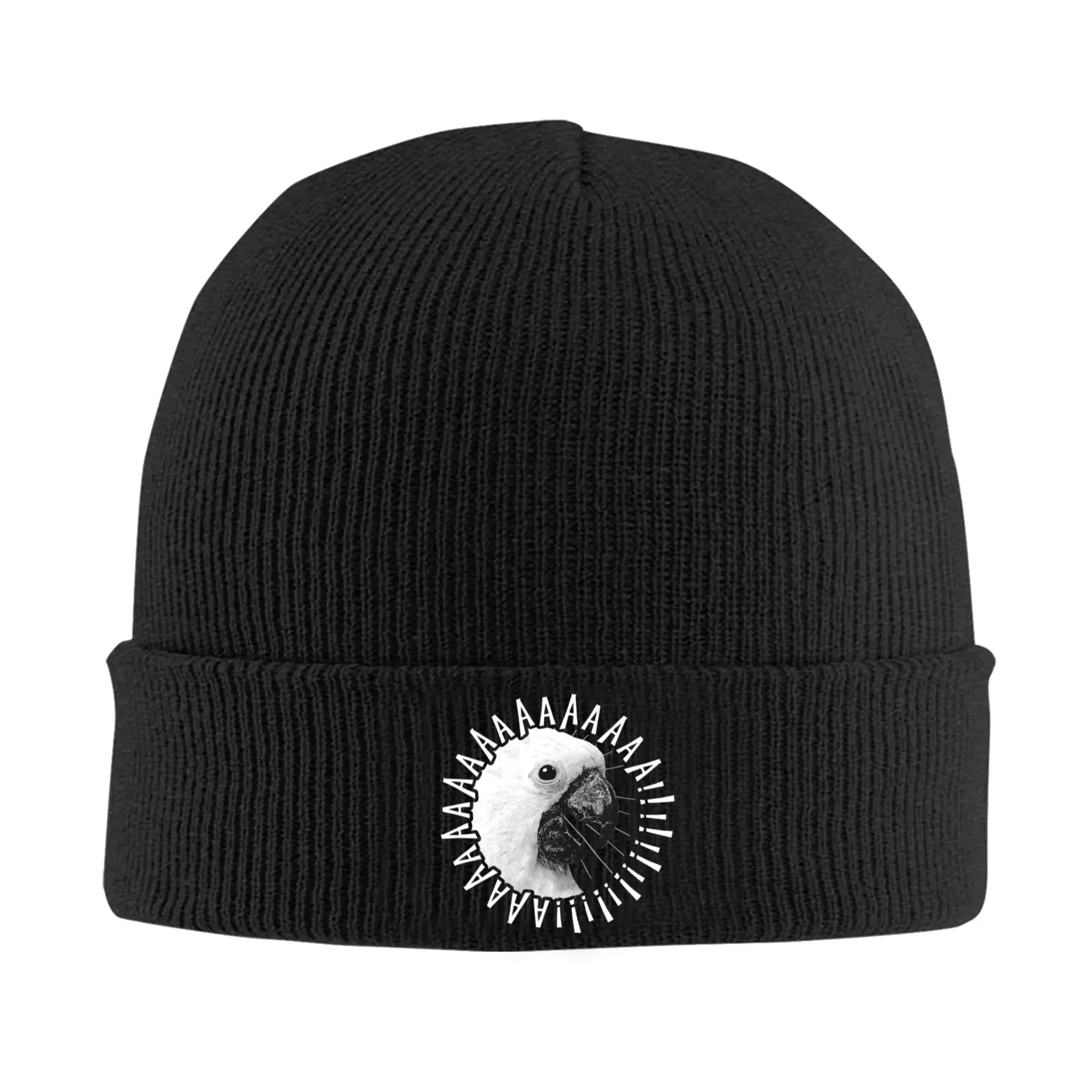 Unisex Adult Funny Crazy Screaming Cockatoo Beanie Hats  Y2K Cool Knitting Hat Autumn Kpop Caps Graphic Warm Soft Bonnet Hats
