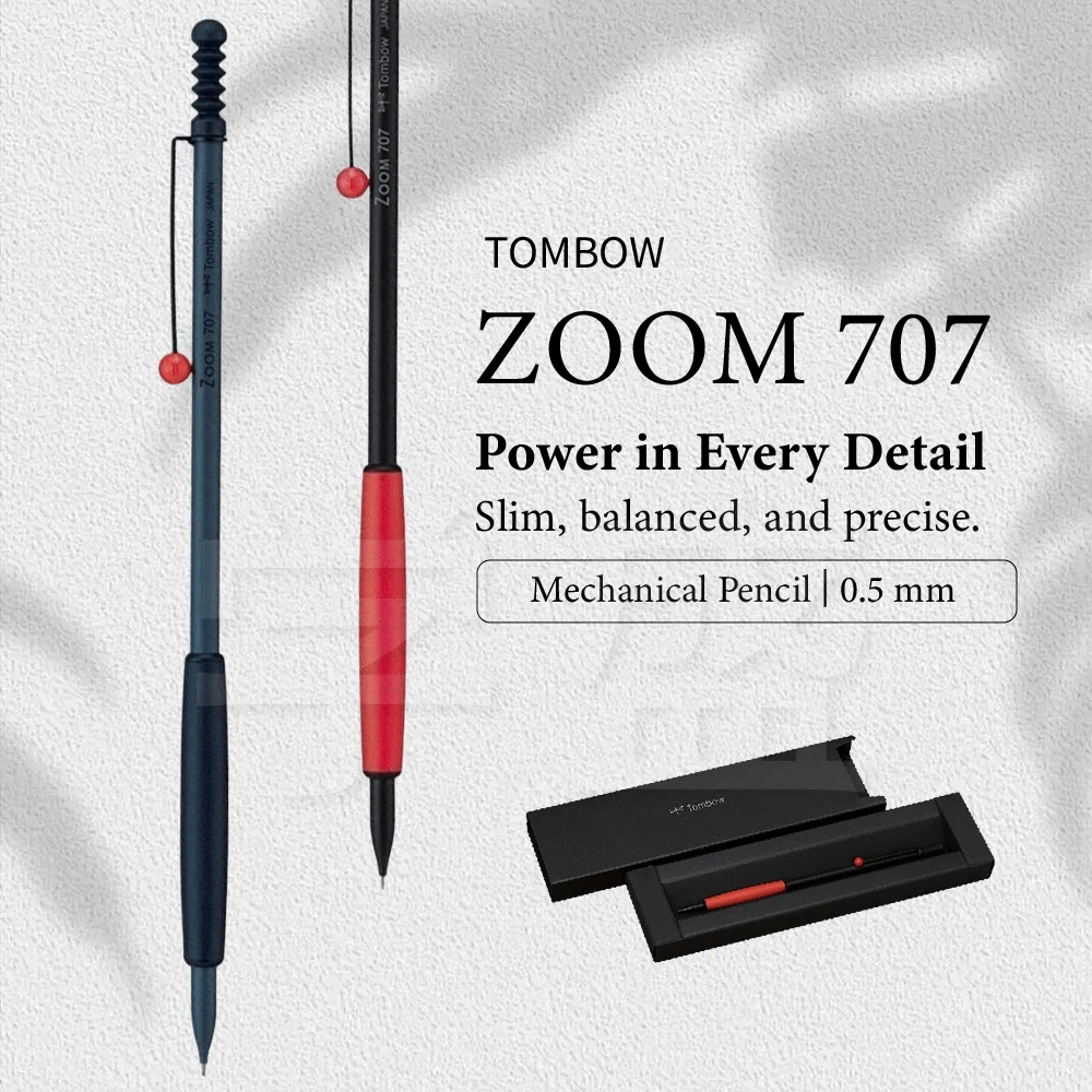 日本トンボ-zoom-707-シャープペンシル-05mm-アクセント-スリムメタルボディ-低重心設計-ギフトボックス付き