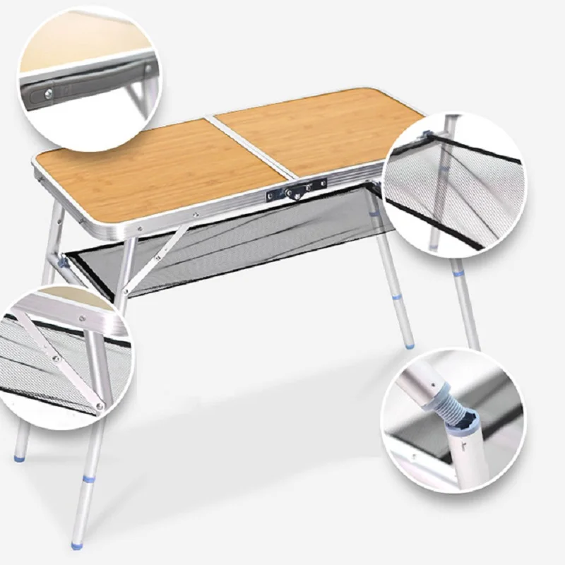 Portable Folding Camping Table, Height Adjustable, Lightweight Aluminum Tables, Nature Hike, Tourist Picnic Supplies