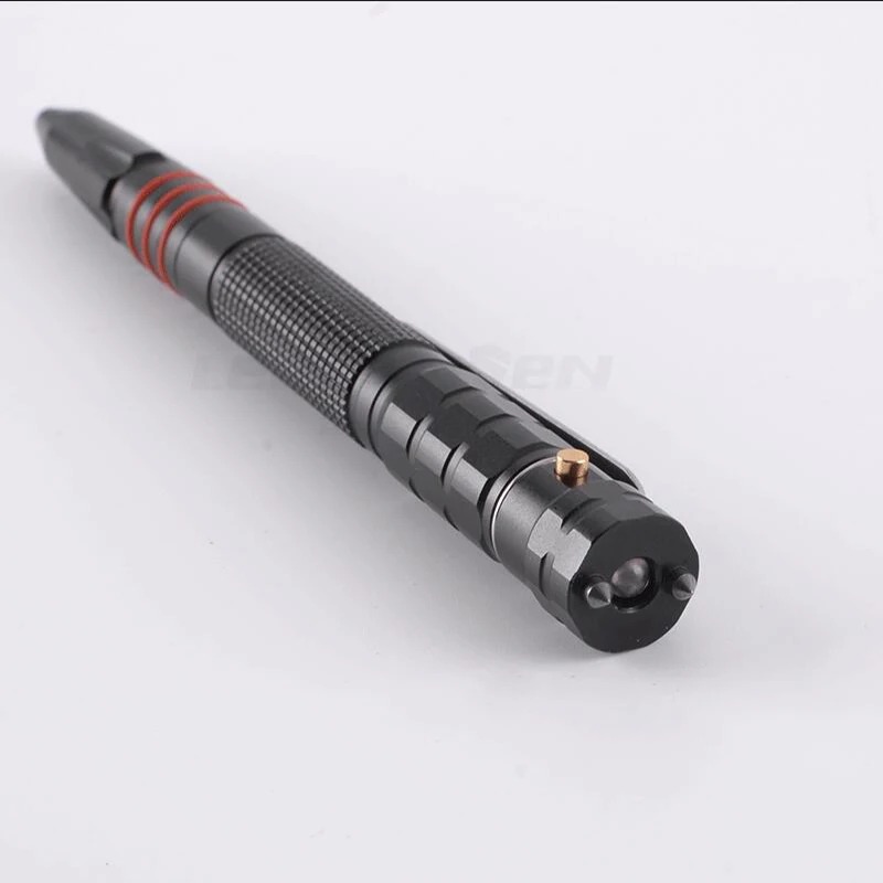 Caneta de defesa tática embutida, caneta de sobrevivência tática edc multifuncional de led