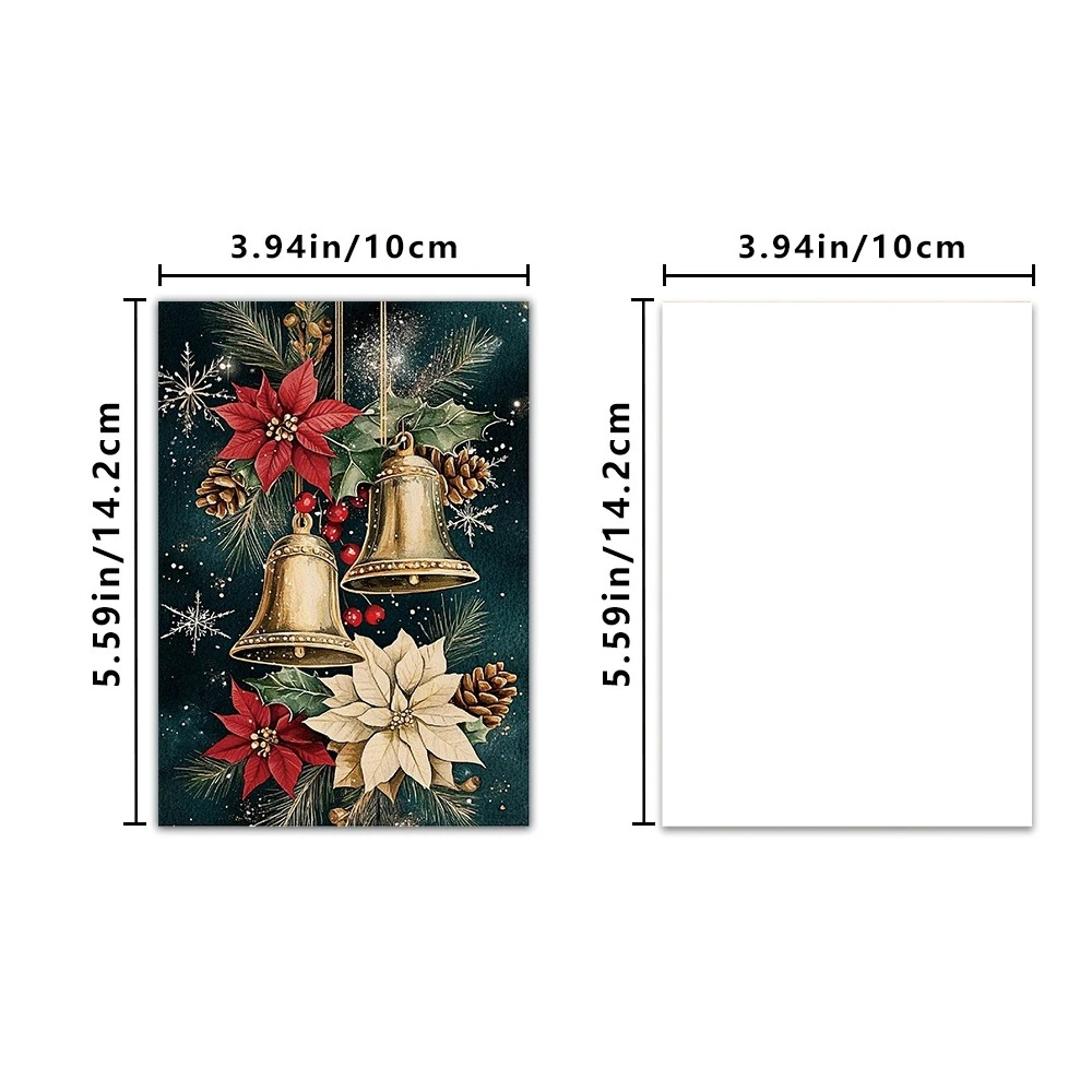 32 Green vintage Christmas Postcards with Winter Scenery, Birthday Gift, Living Room Decoration Commemorative Card