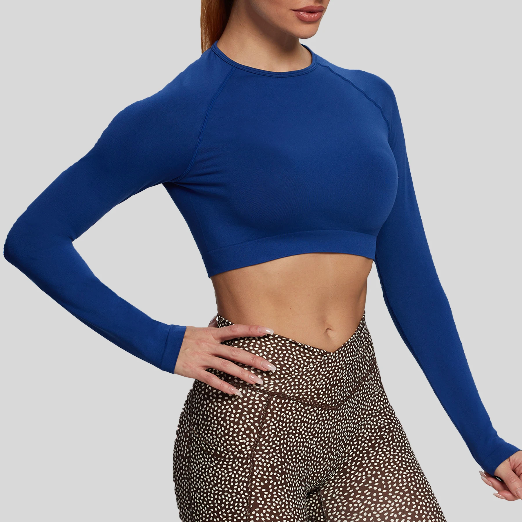 

Women's Long Sleeve Crop Tops for Women Asset Workout Gym Yoga Seamless Crop T Shirt Top