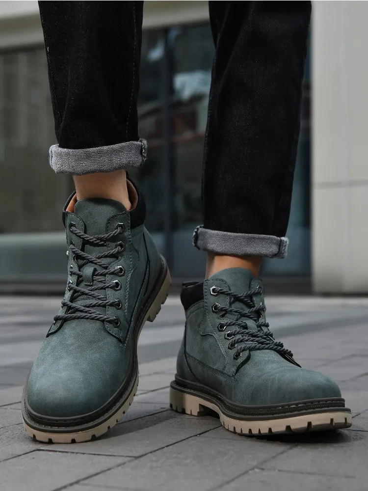 

Men Boots Ankle Winter Leather Shoes Autumn Outdoor Hiking Boots Sneakers Hombres Botas High Top Footwear Anti Slip Boots