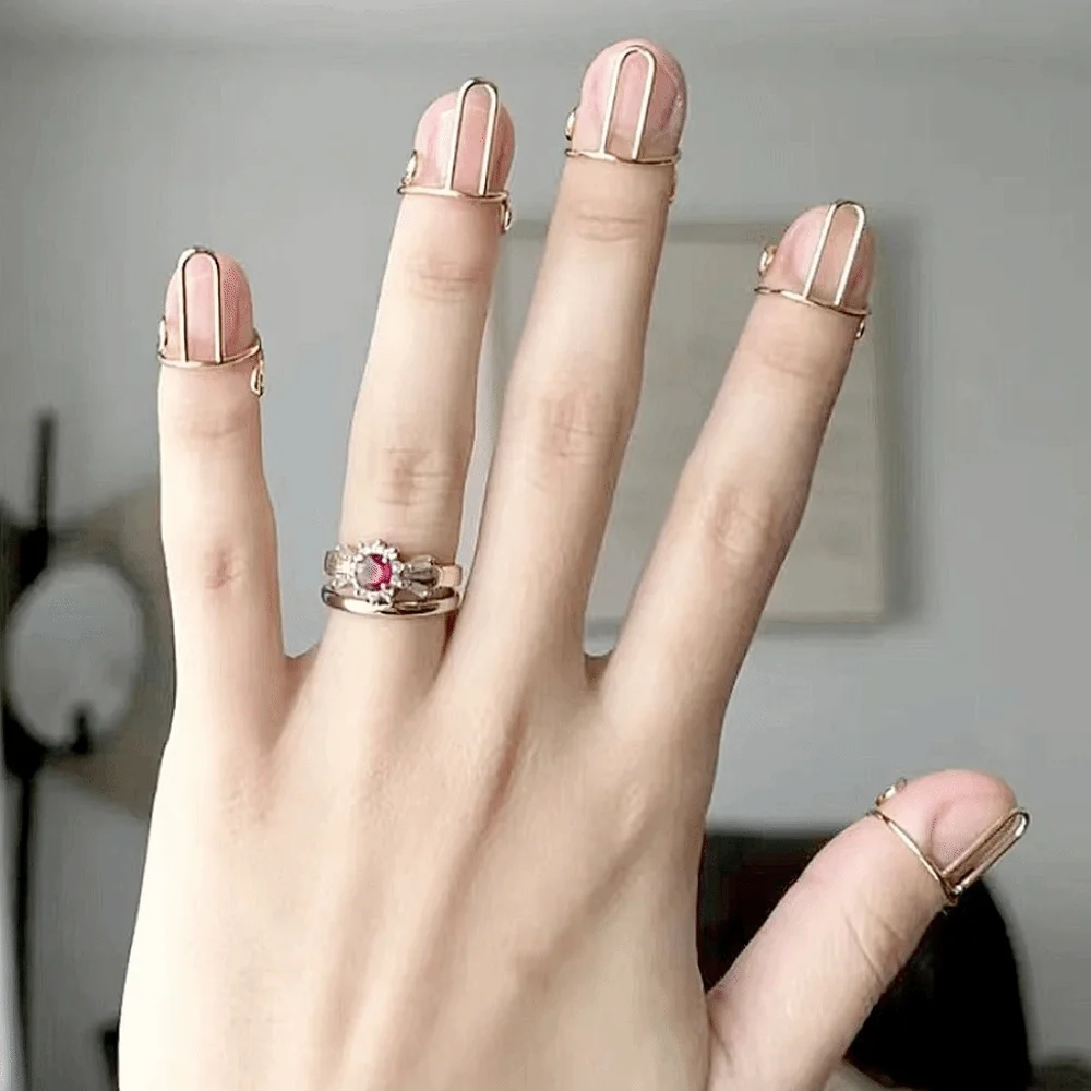 10Pcs Adjustable Nail Rings Removable Thin Design Nail Art Decoration Reusable Comfortable To Wear Fingertip Protective Cover