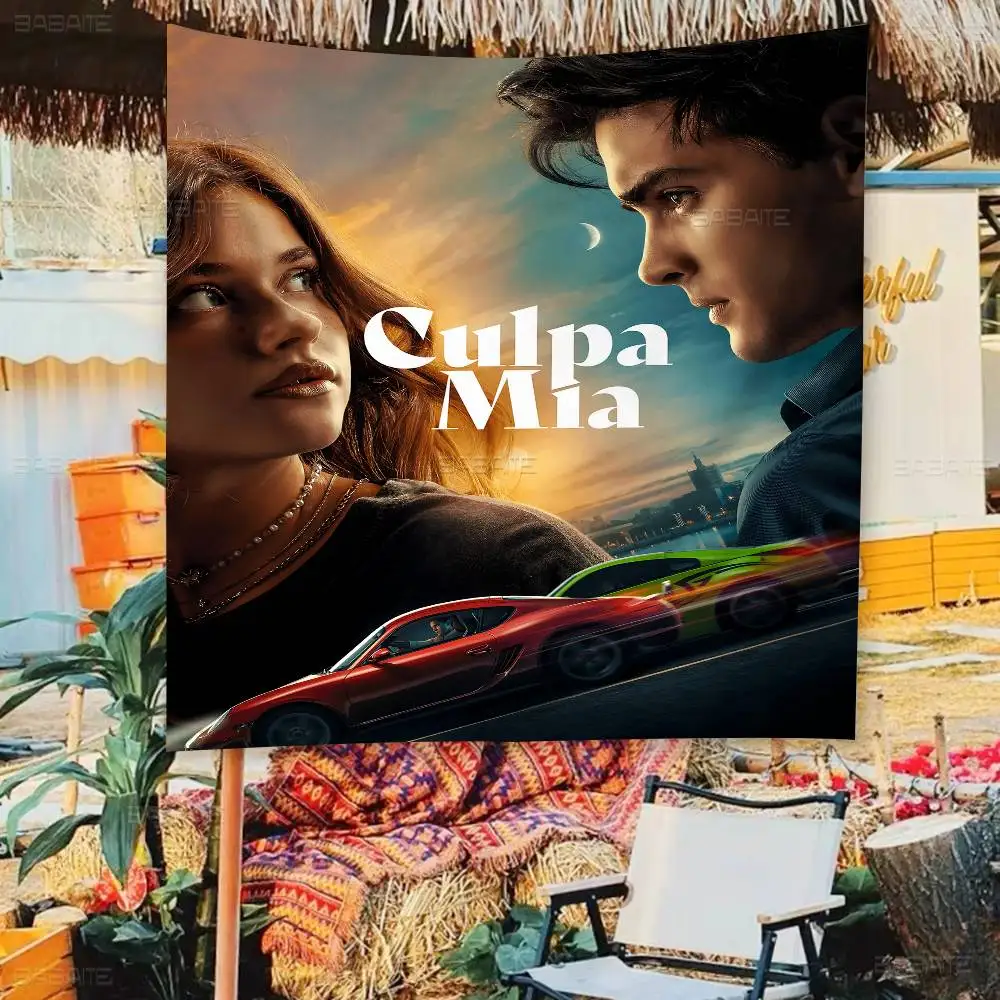 خطأي Culpa Mia 2023 فيلم صغير الحجم التشجيع راية اليد سحبت العلم أعلام الغلاف الجوي في الهواء الطلق #1