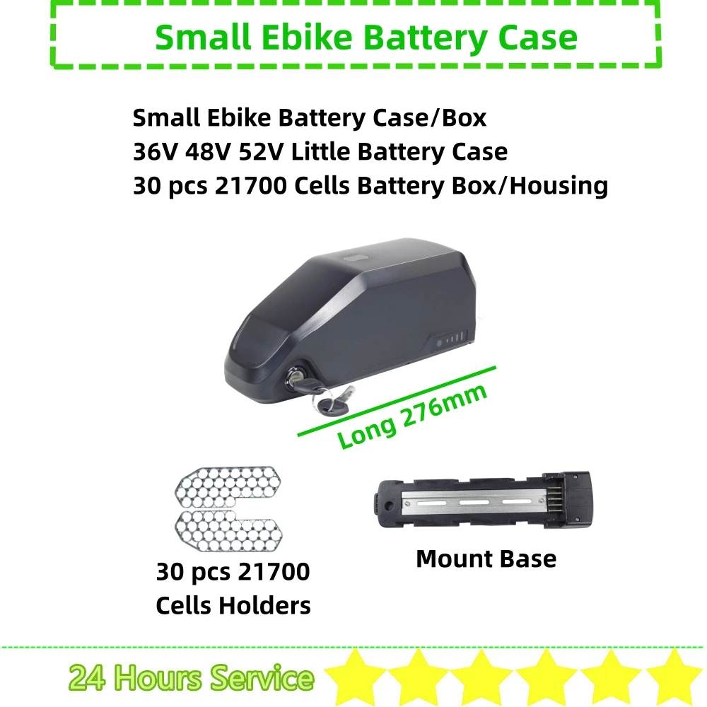 

Very Small Little Short Down Tube Ebike Battery Case Box Housing 36v 48v 52v 30 pcs 21700 Cells Li-ion E-bike Battery Case