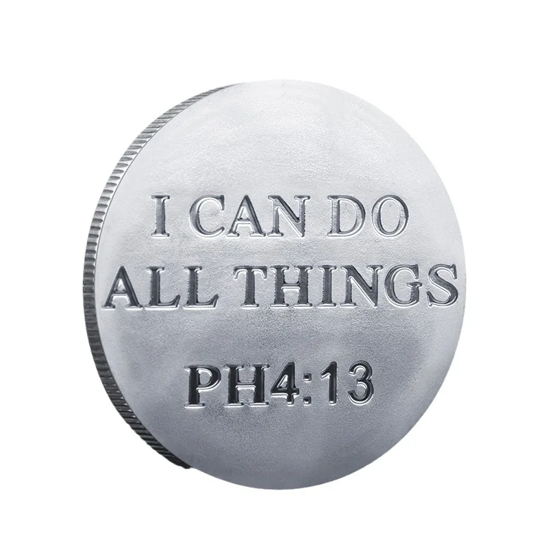 منغم "أستطيع أن أفعل كل شيء" وسام ملهمة برتقالية لكرة السلة رمز الكتاب المقدس الآية عملة رياضية مسيحية هدية قابلة للجمع #2
