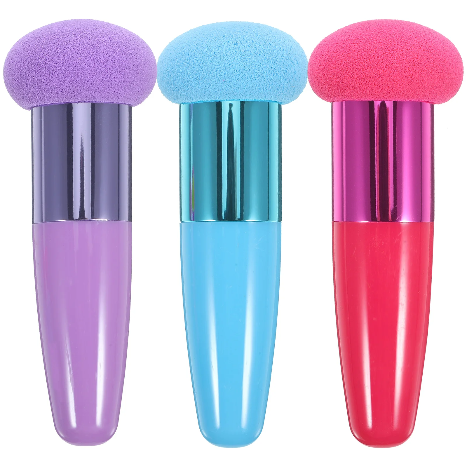 Juego de esponjas con cabeza de seta, brochas de maquillaje para piel roja y azul, base líquida, corrector en polvo, cepillo esencial, 3 uds.