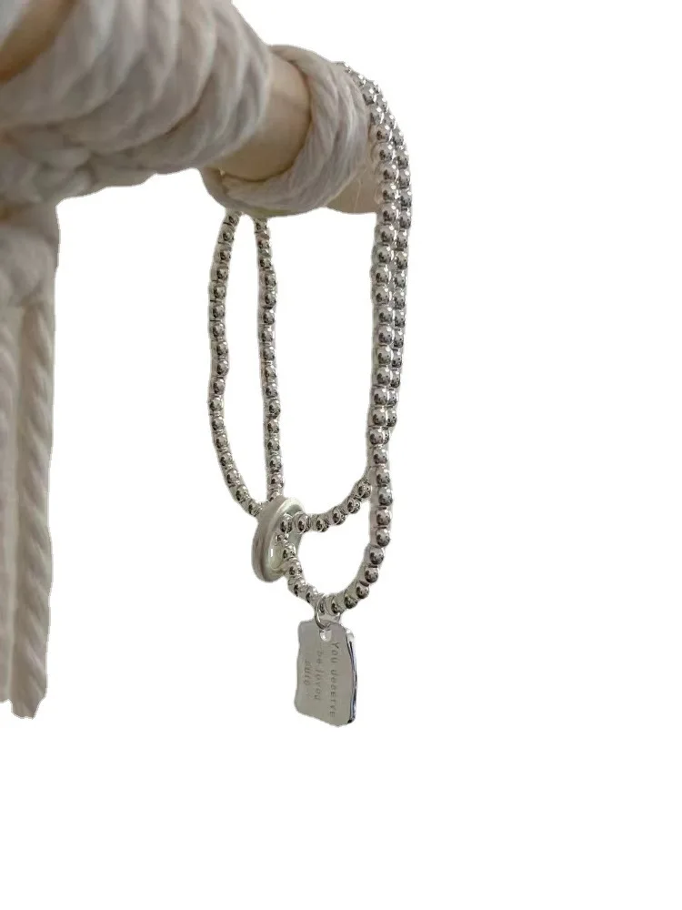 S25 فضة دعم كشف كنت تستحق أن تكون محبوبا طبقة مزدوجة الفضة حبة رسالة العلامة التجارية سلامة مشبك سوار