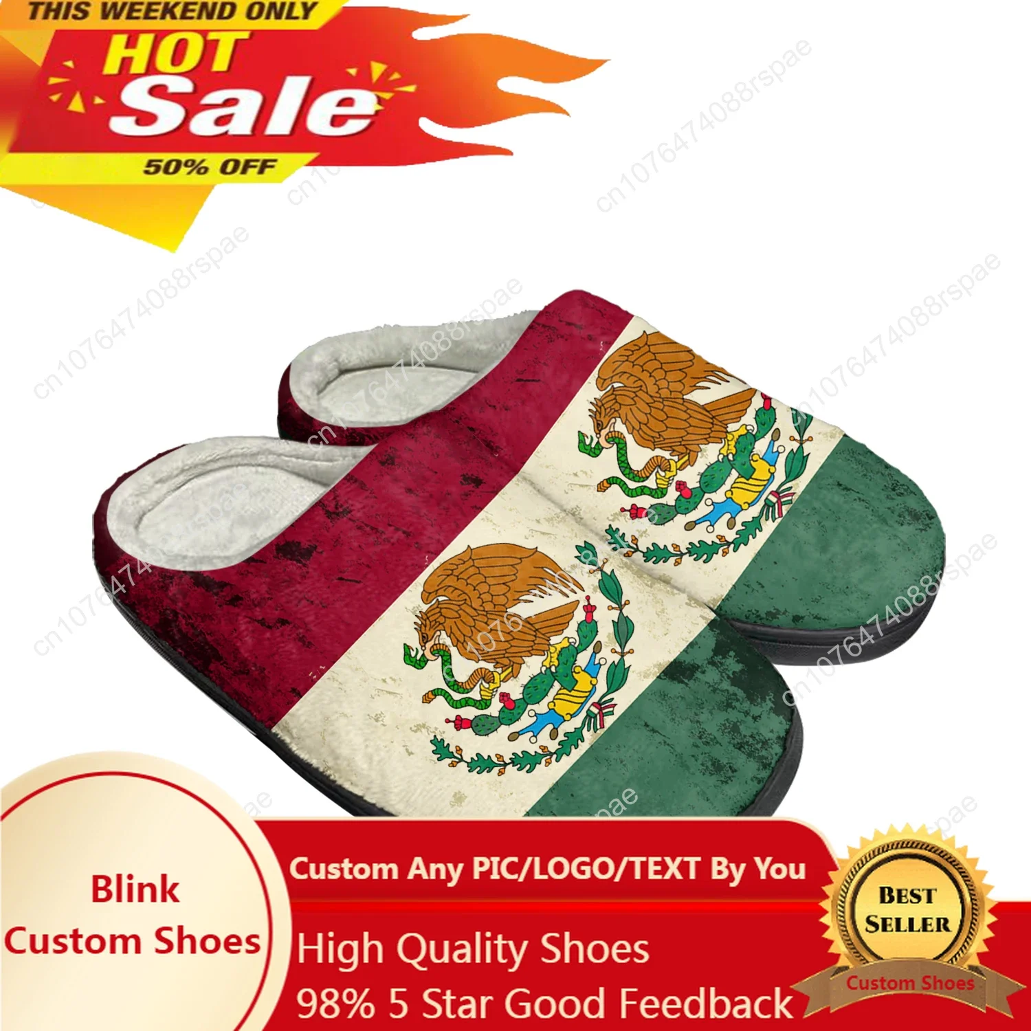 

mexican Flag Home Cotton Custom Slippers Mens Womens Sandals mexico Plush Bedroom Casual Keep Warm Shoes Thermal Slipper