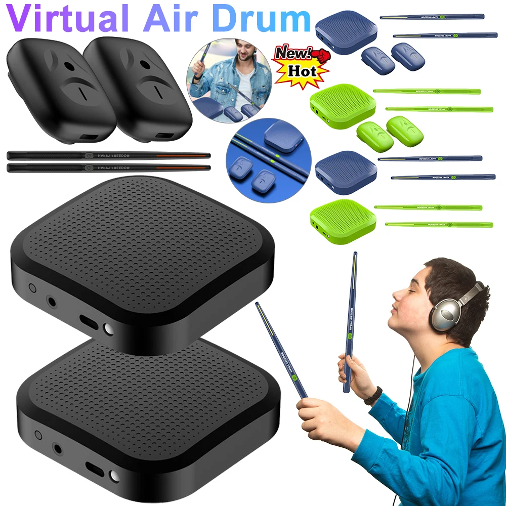 Somatosensory Virtual Drum Kit Electronic Air Drumsticks Smart Wireless Virtual Reality Drum Stick Pedal Kit Musical Instrument