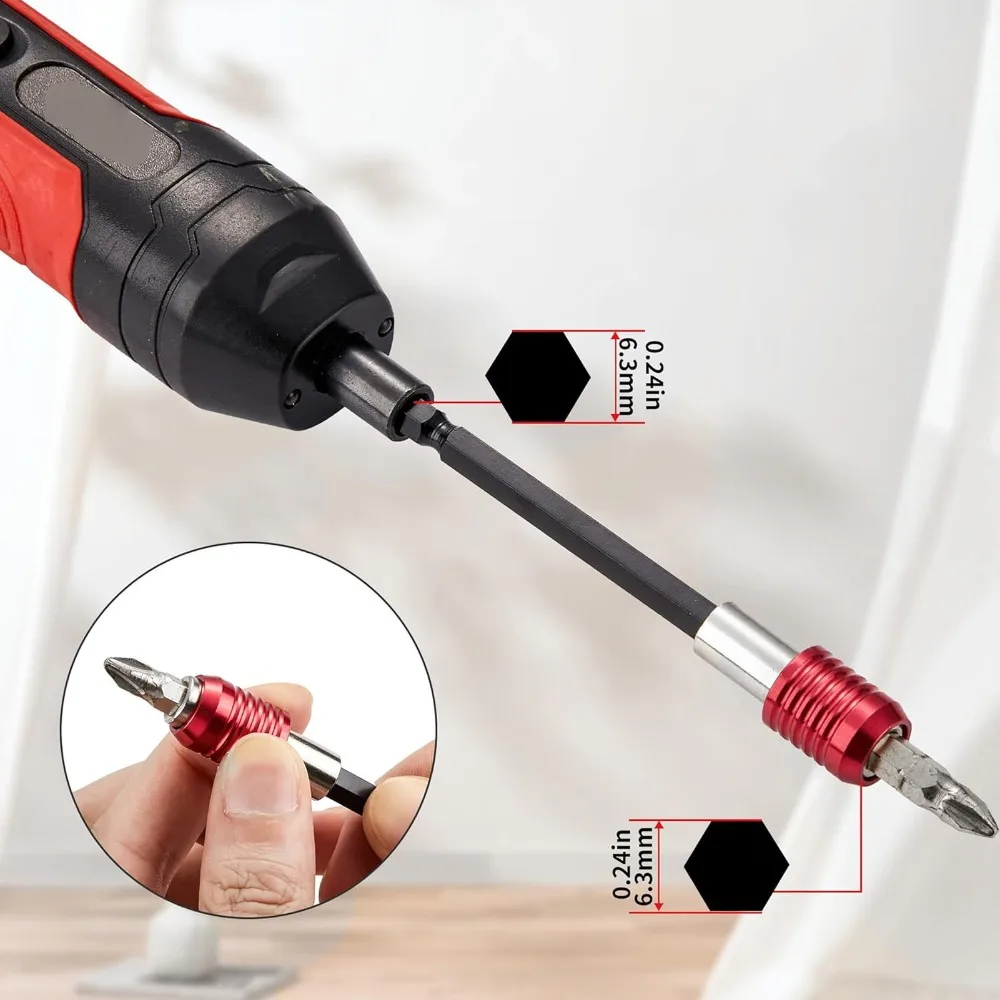 4pcs 1/4 Inch Hex Shank Drill Bit Extension Set Cr-V Strong Magnetic Magnetic Drill Bit Holder Quick Release