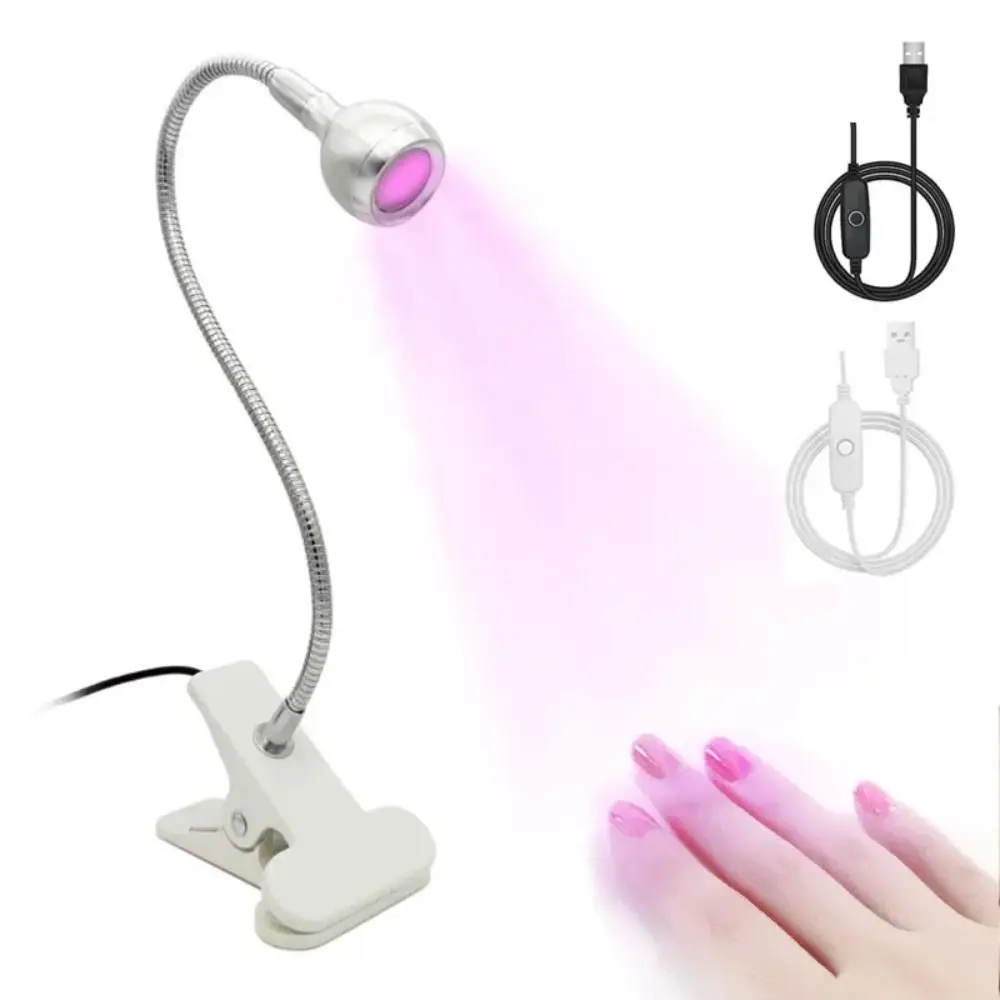 

Versatile Gooseneck Nail Dryer Light Quick Dry USB UV Curing Light Flexible Adjustable Clip-on Table Lamp Headboards